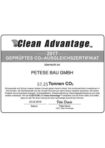 Clean Advantage<sup>TM</sup> E-Zertifikat zur C2-Einsparung